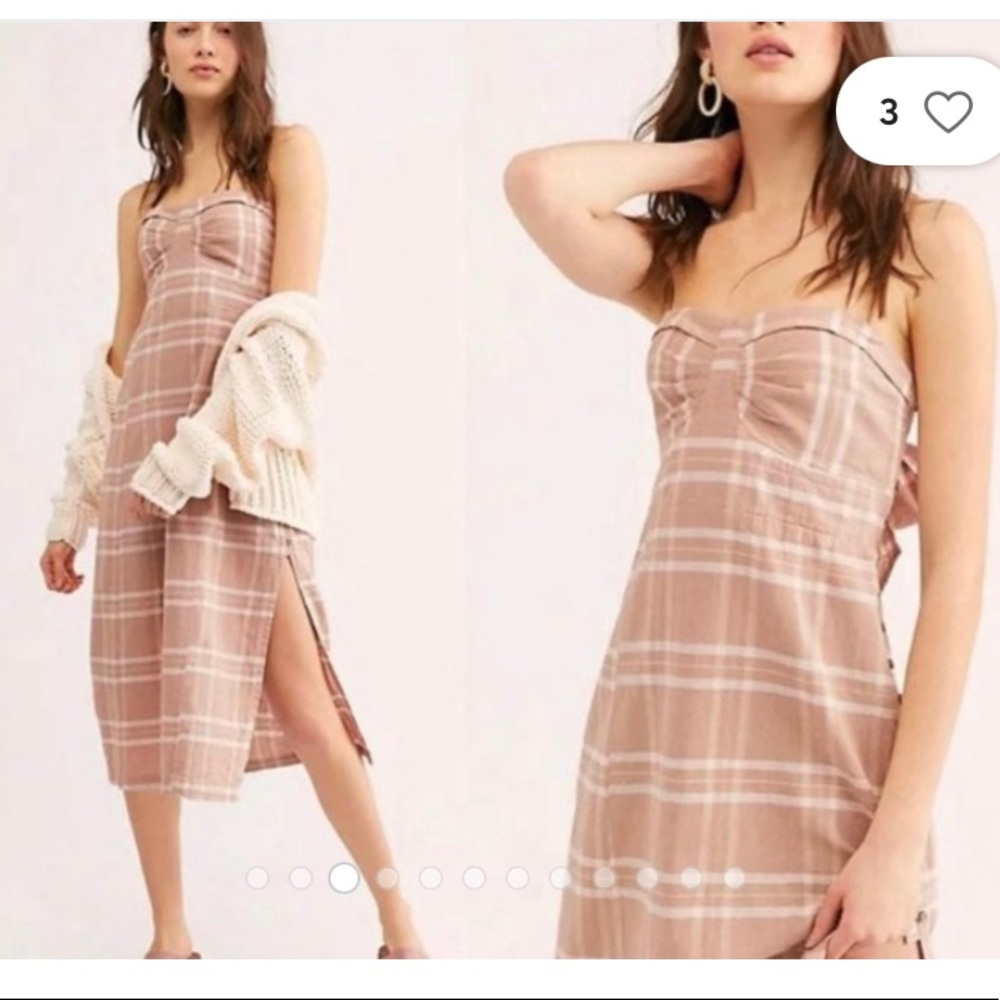 Free People Life Like This dress - XS plaid linen
